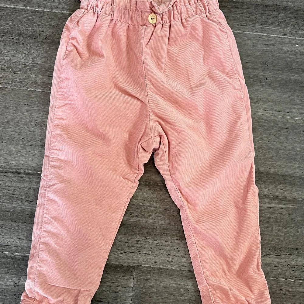 NWT Girls H&M Pink Soft Cotton Corduroy Jersey Lined Pants 2T - Picture 2 of 7